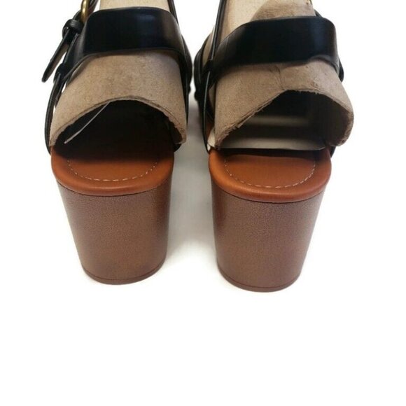 Nine West Womens Size 11 Annah3 Platform Wedge Open Toe Sandals Black Buckle - Picture 6 of 8